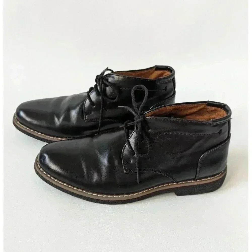Deerstags Boys Zeus Black Lace Up Memory Foam Chukka Boots Size 3M
